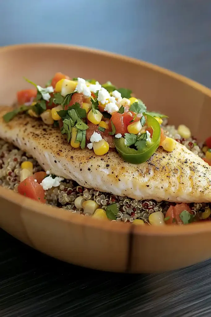 Moist Tilapia Quinoa Bowl