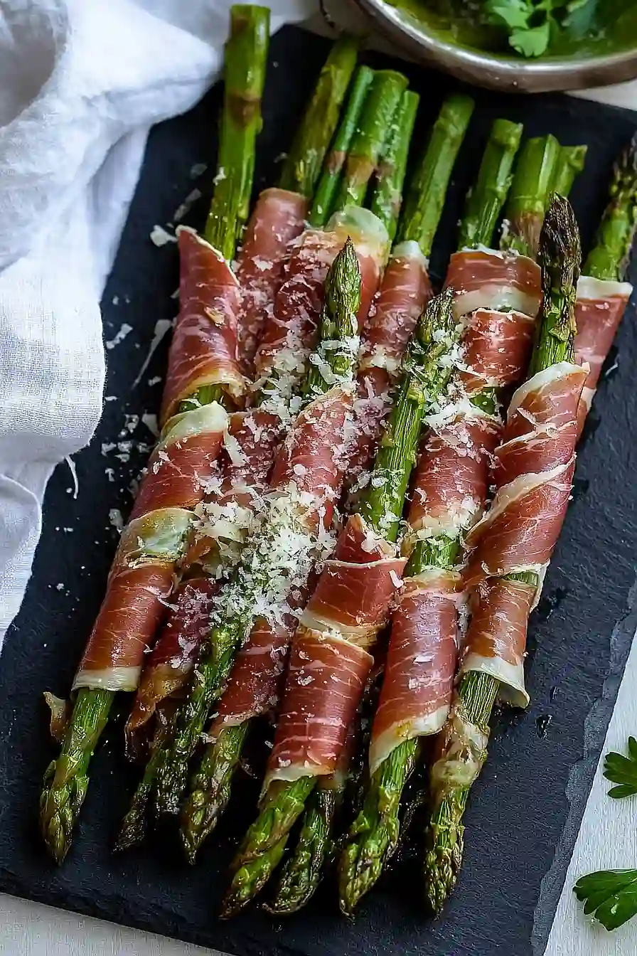 smoked prosciutto wrapped asparagus