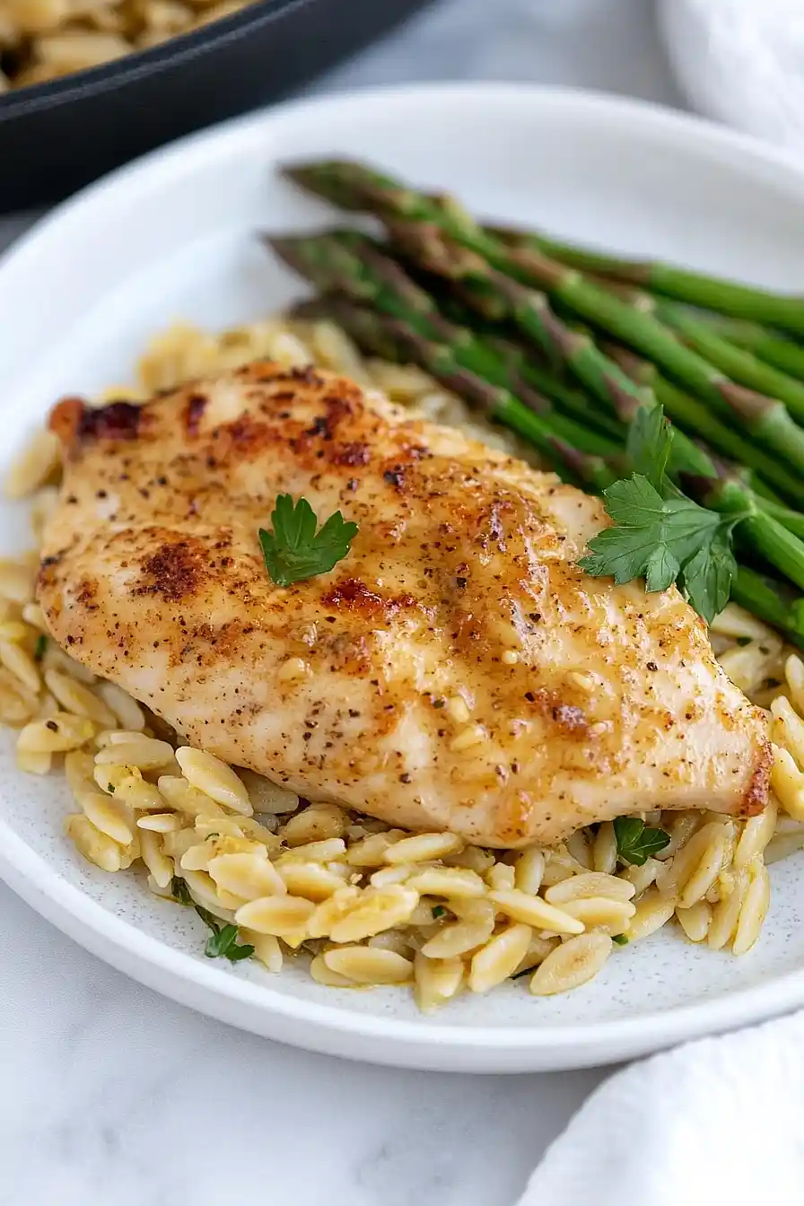 honey mustard chicken with orzo