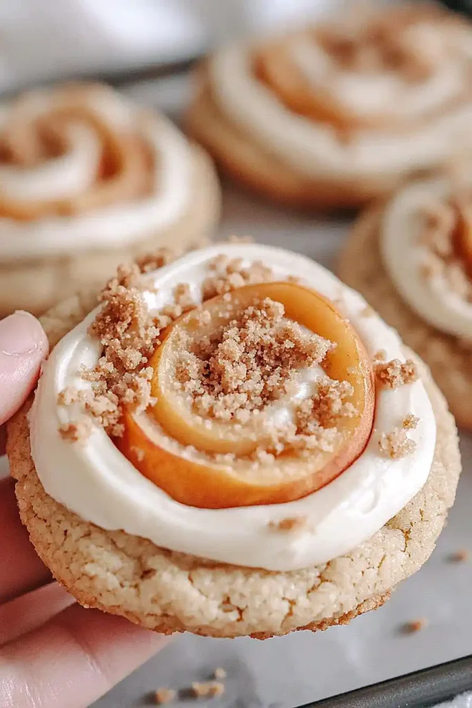 Homemade Crumbl Peach Cobbler Cookies