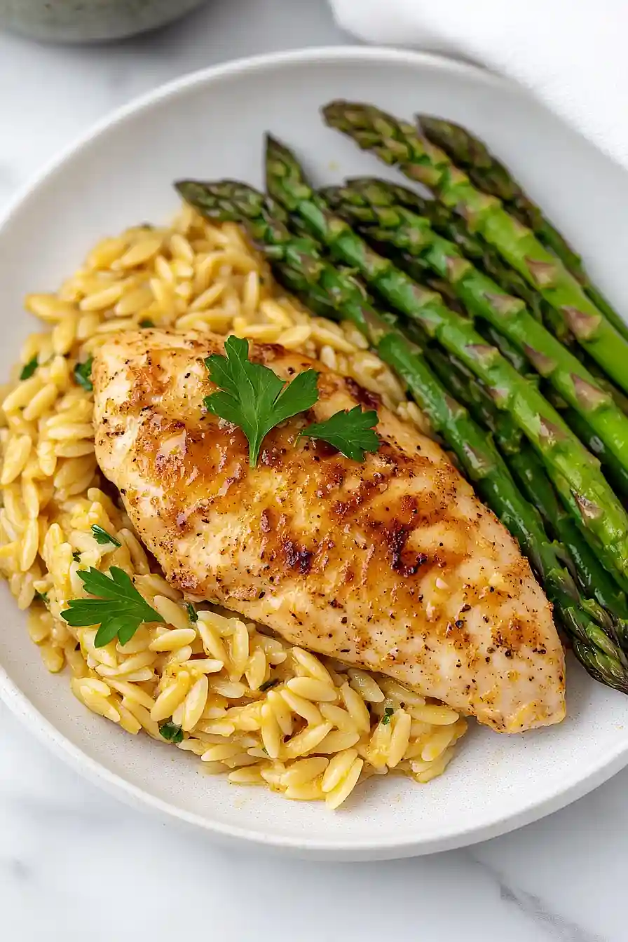 honey mustard chicken with orzo