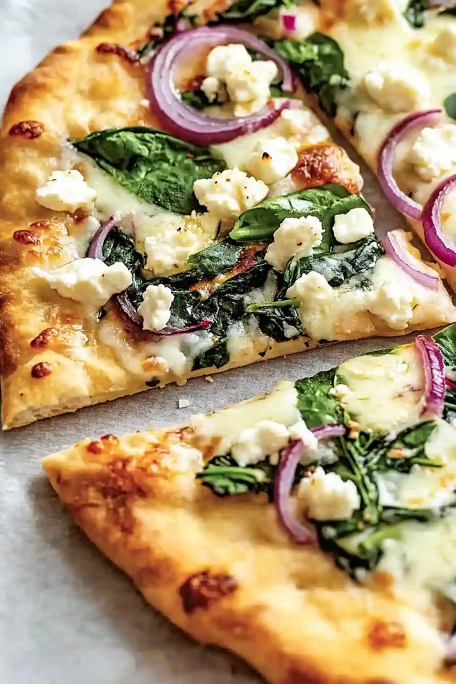 spinach and feta flatbread pizza