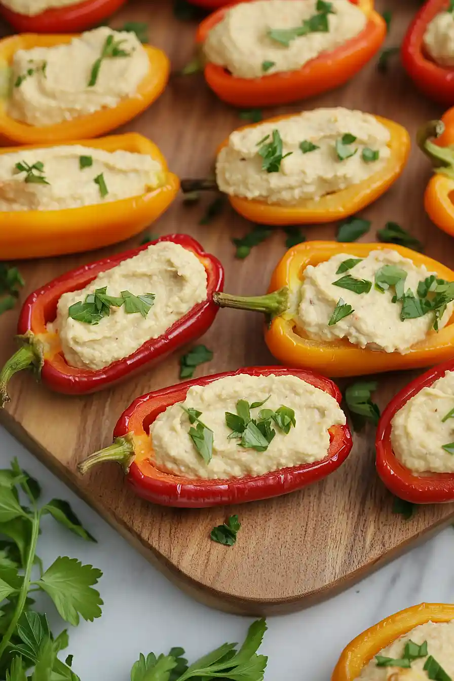 hummus-stuffed mini peppers