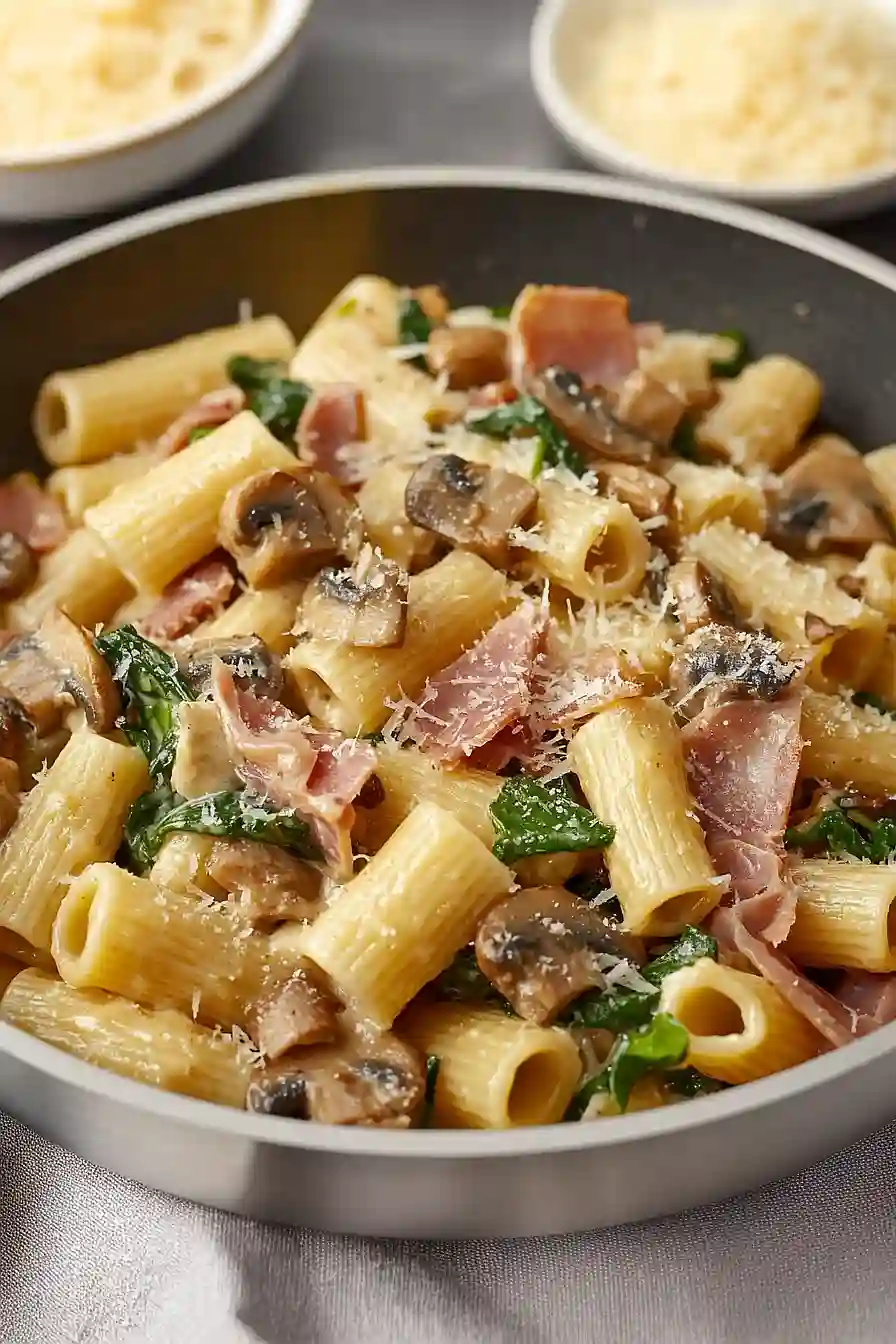 pasta with prosciutto and mushrooms