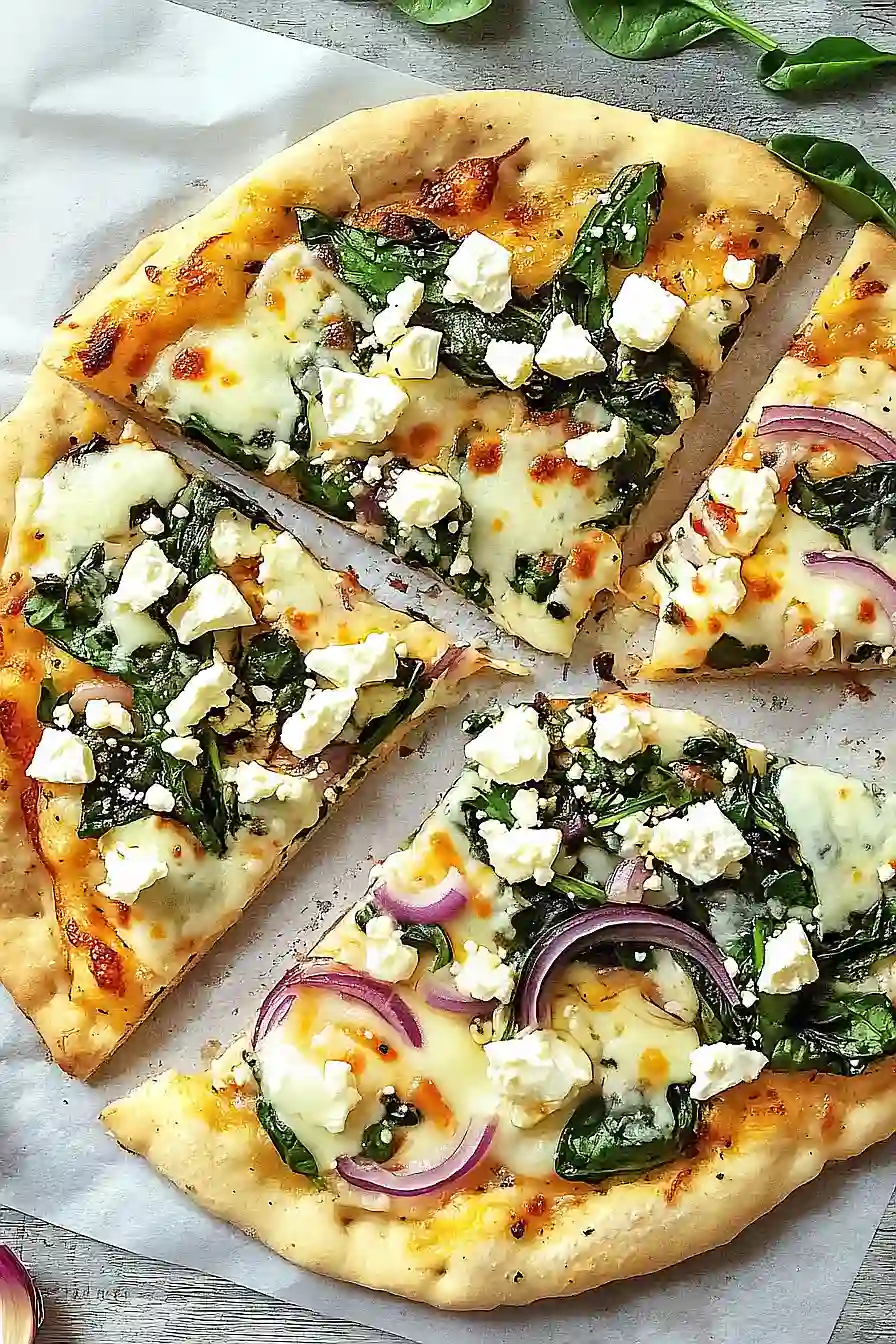 spinach and feta flatbread pizza