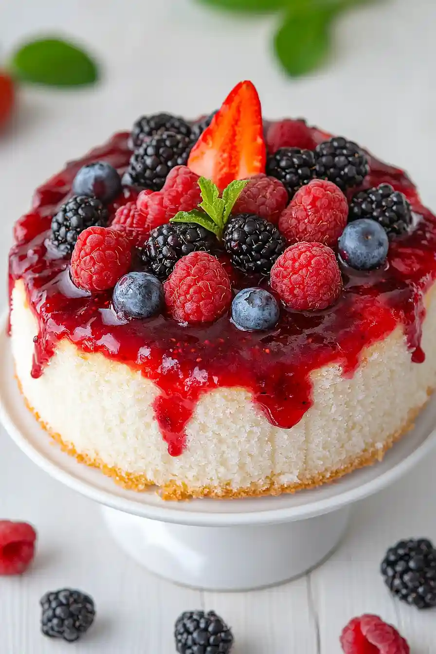 angel food cake with berries