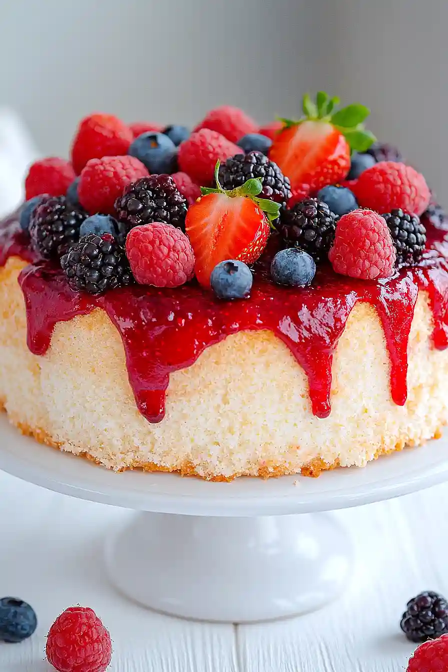 angel food cake with berries