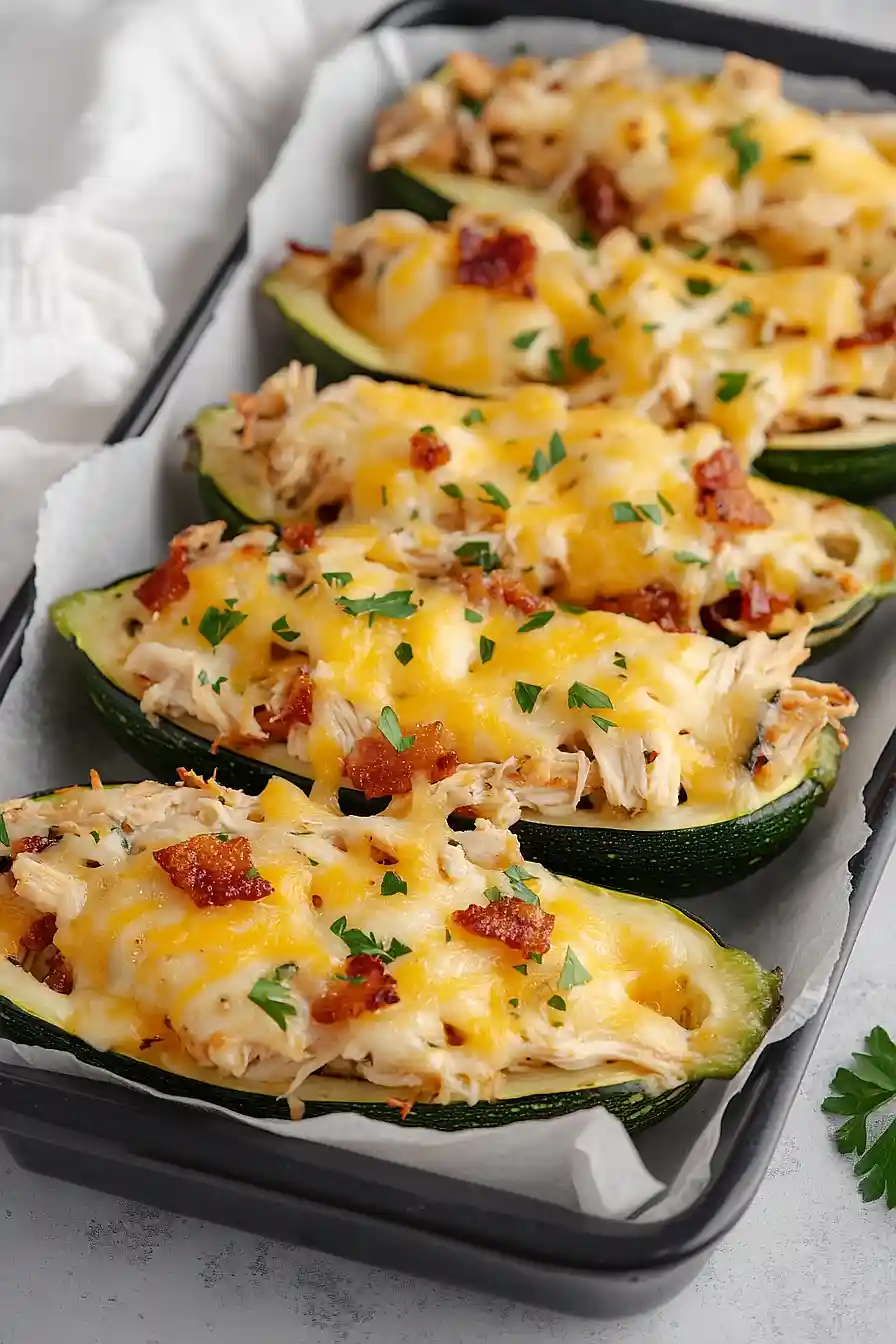 chicken bacon ranch zucchini boats