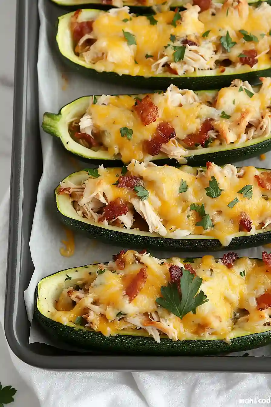 chicken bacon ranch zucchini boats