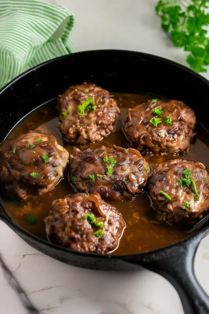 salisbury steak with french onion soup