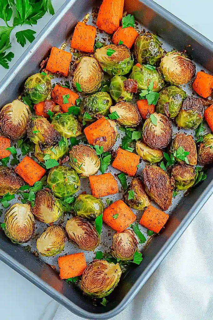 roasted brussels sprouts and carrots