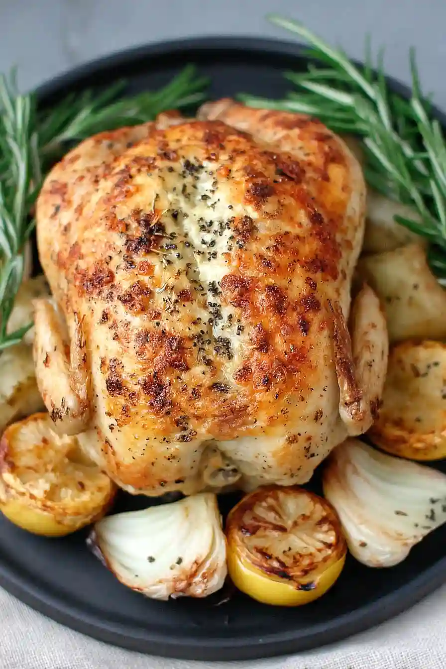 oven roasted chicken with lemon rosemary garlic butter