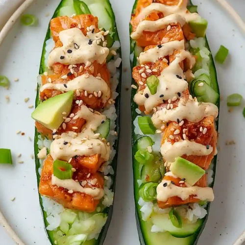 salmon cucumber sushi boat