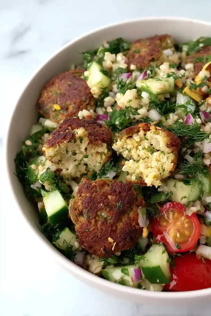 tabbouleh and falafel