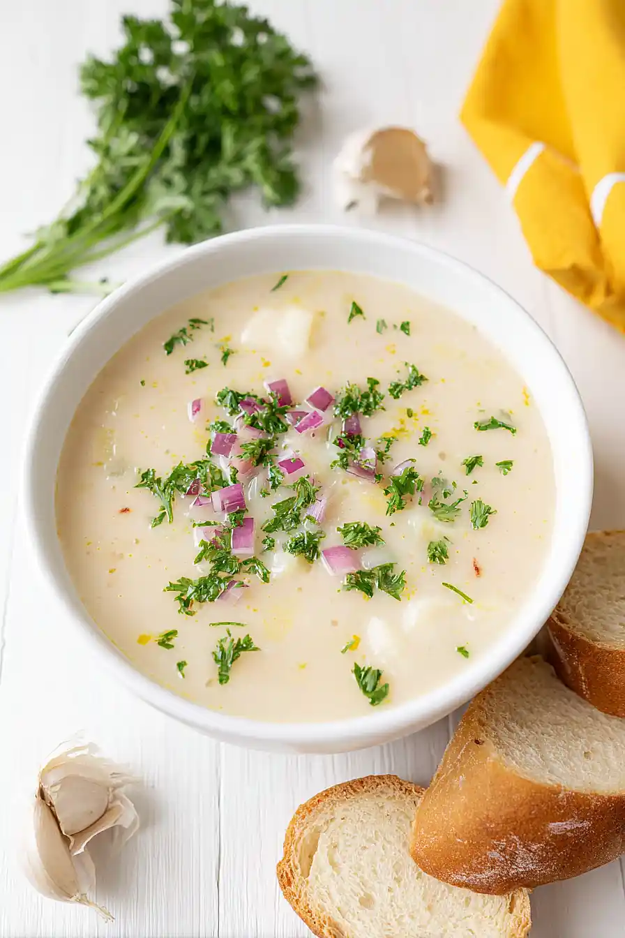 creamy garlic and potato soup