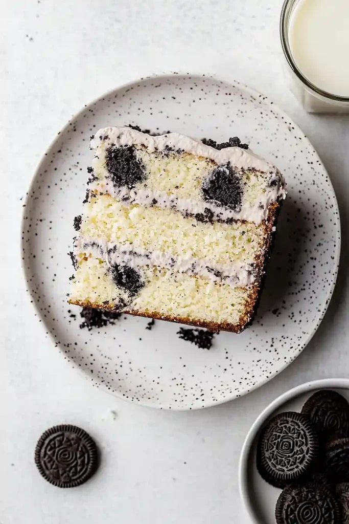 vanilla cake with oreo frosting