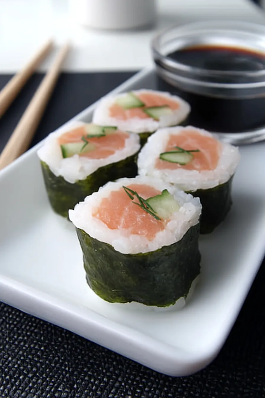 salmon and cucumber sushi 