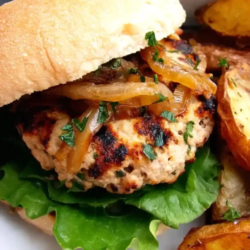 turkey burger with carmelized onions