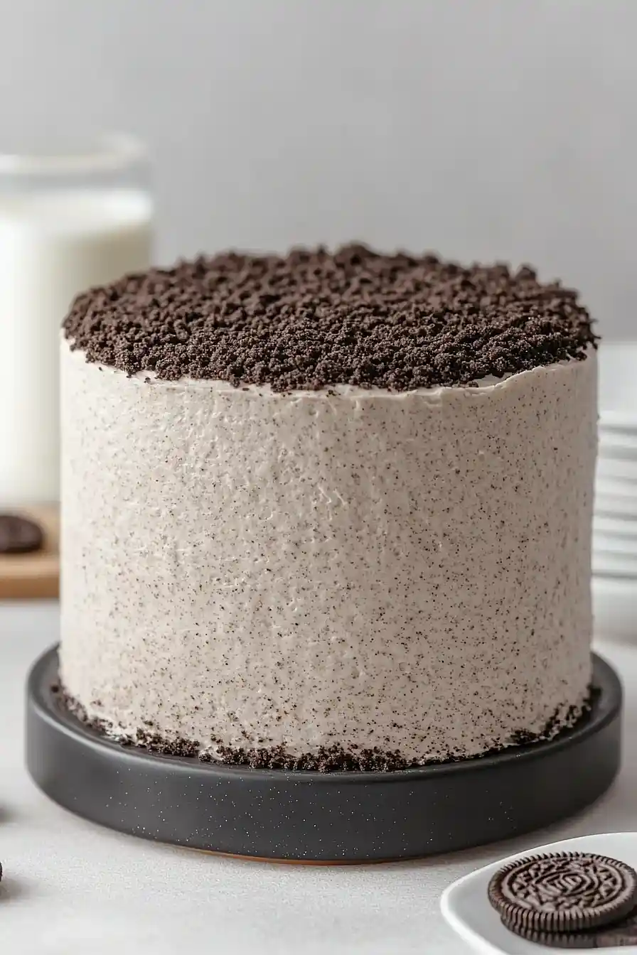 vanilla cake with oreo frosting