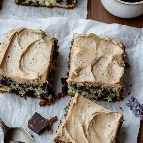 chocolate zucchini banana cake with vanilla coffee frosting