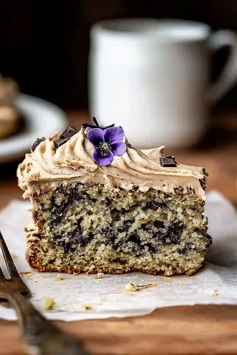 chocolate zucchini banana cake with vanilla coffee frosting