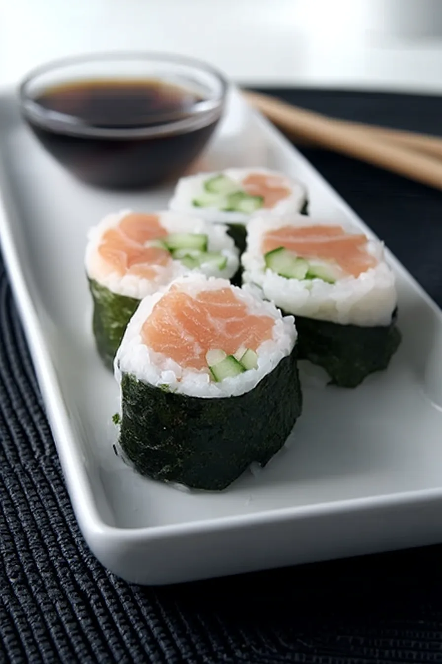 salmon and cucumber sushi 