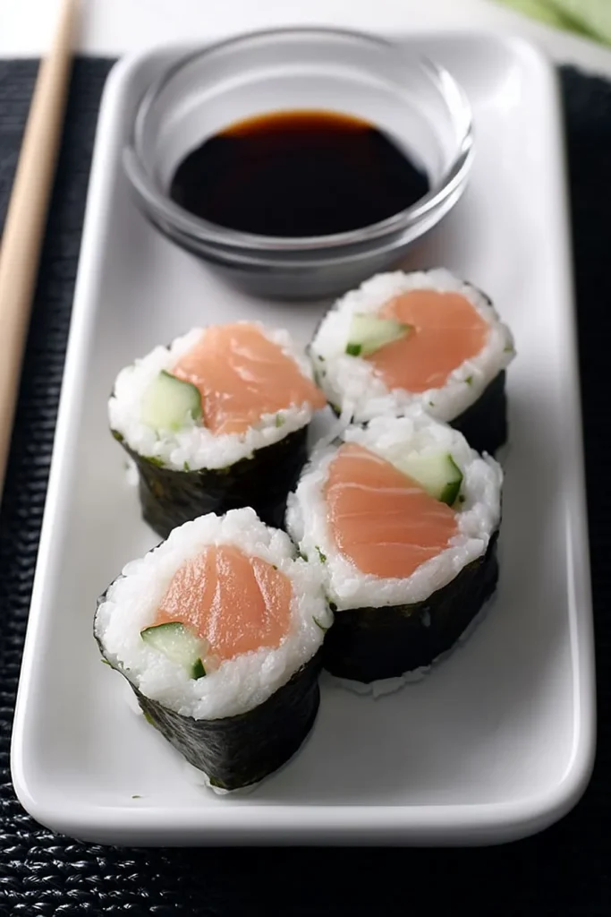 salmon and cucumber sushi