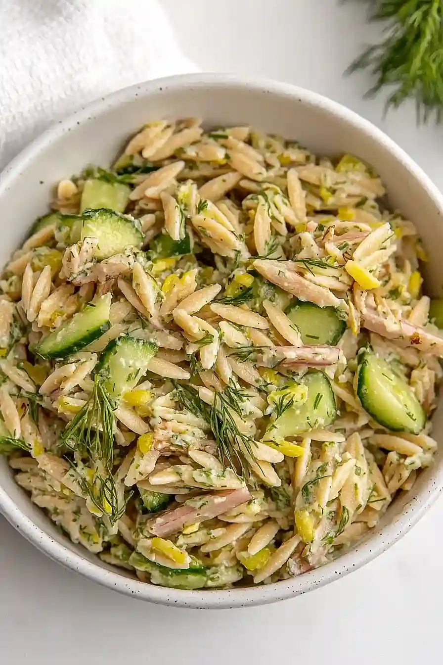 dill pickle orzo salad