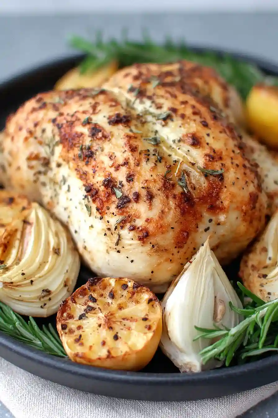 oven roasted chicken with lemon rosemary garlic butter