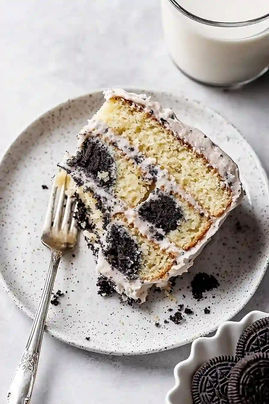 vanilla cake with oreo frosting