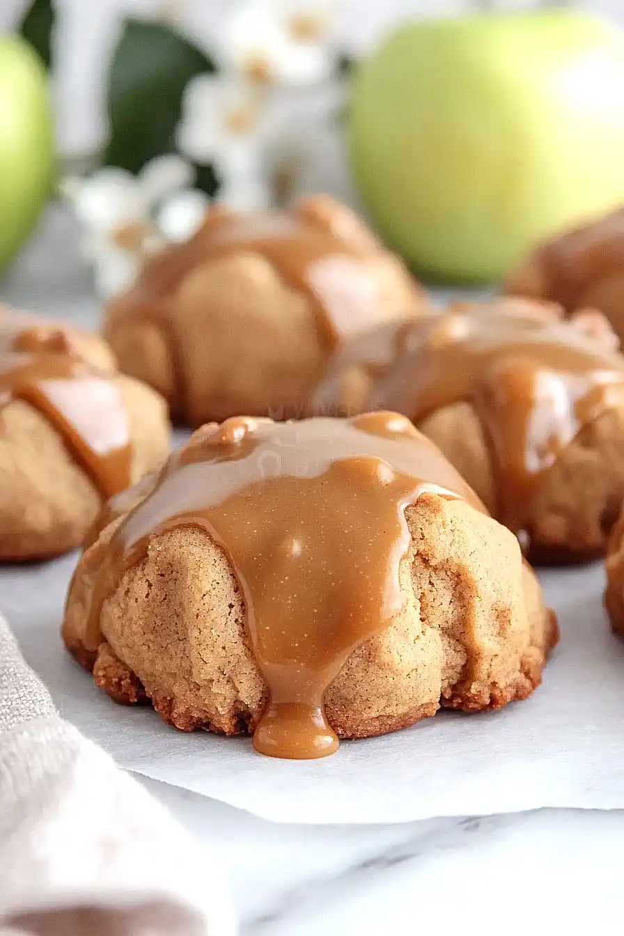 apple cookies with caramel icing