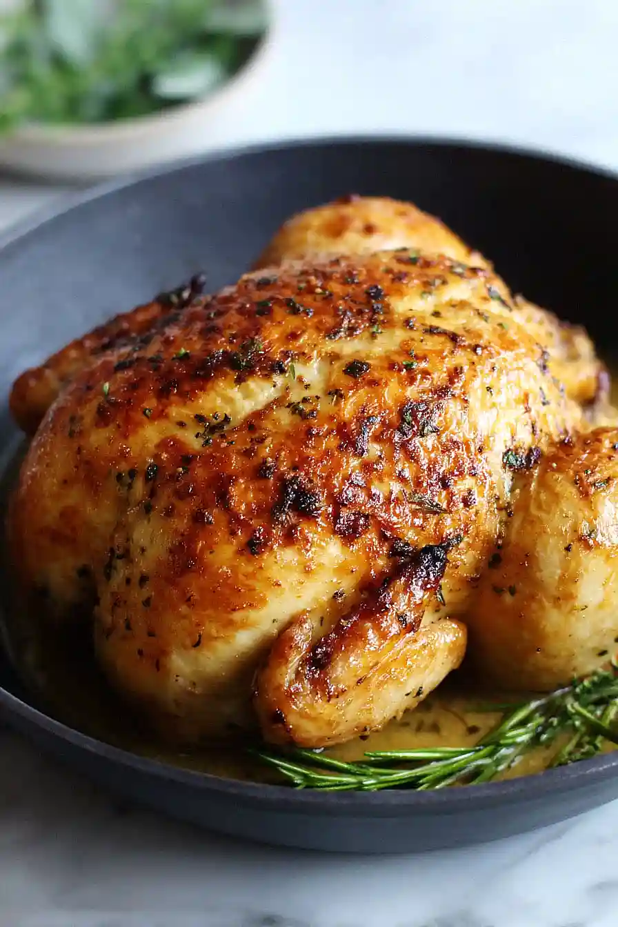 roasted chicken with maple butter and rosemary