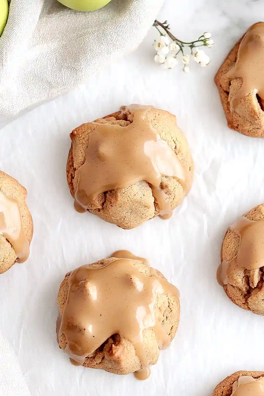 apple cookies with caramel icing