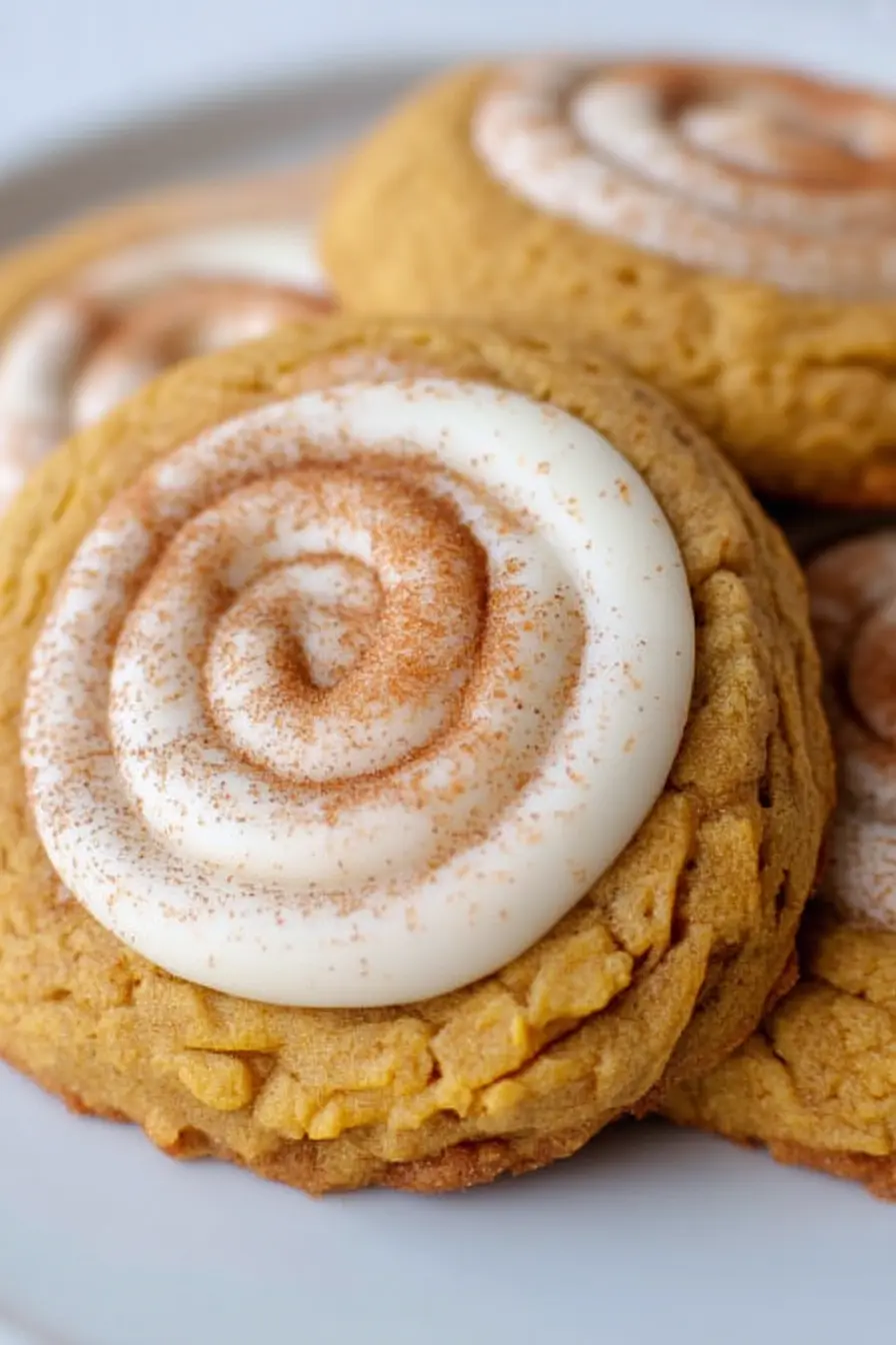 frosted crumbl caramel pumpkin cookies