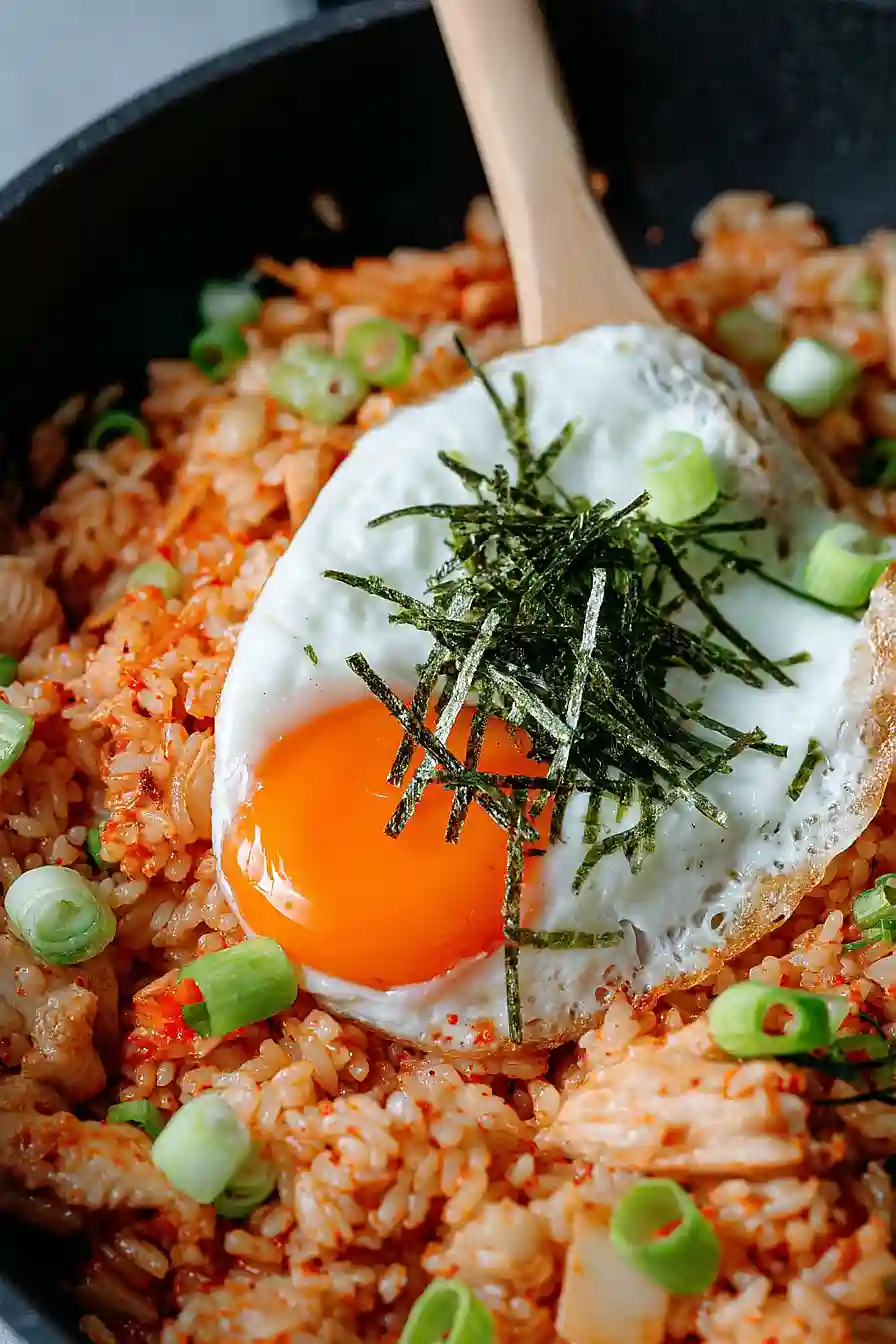 kimchi fried rice with chicken