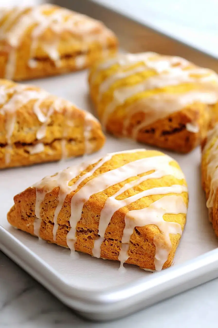 vanilla glazed pumpkin scones
