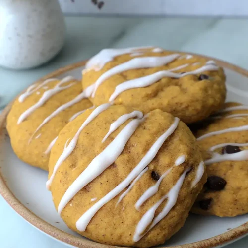 frosted chocolate chip pumpkin cookies