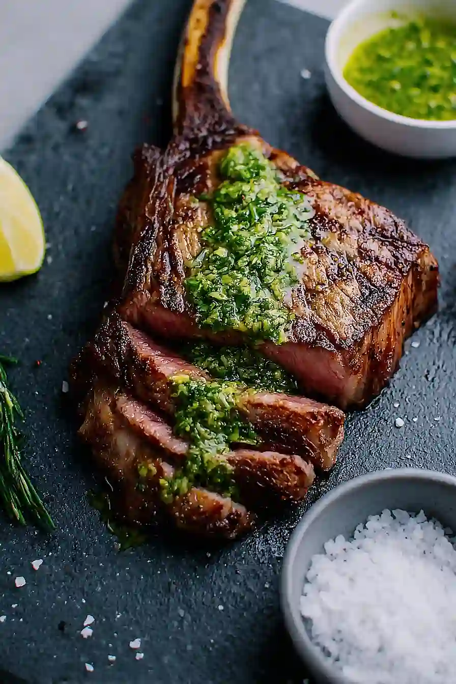 tomahawk steak with chimichurri