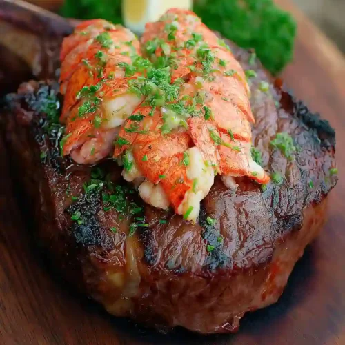 tomahawk steak with lobster