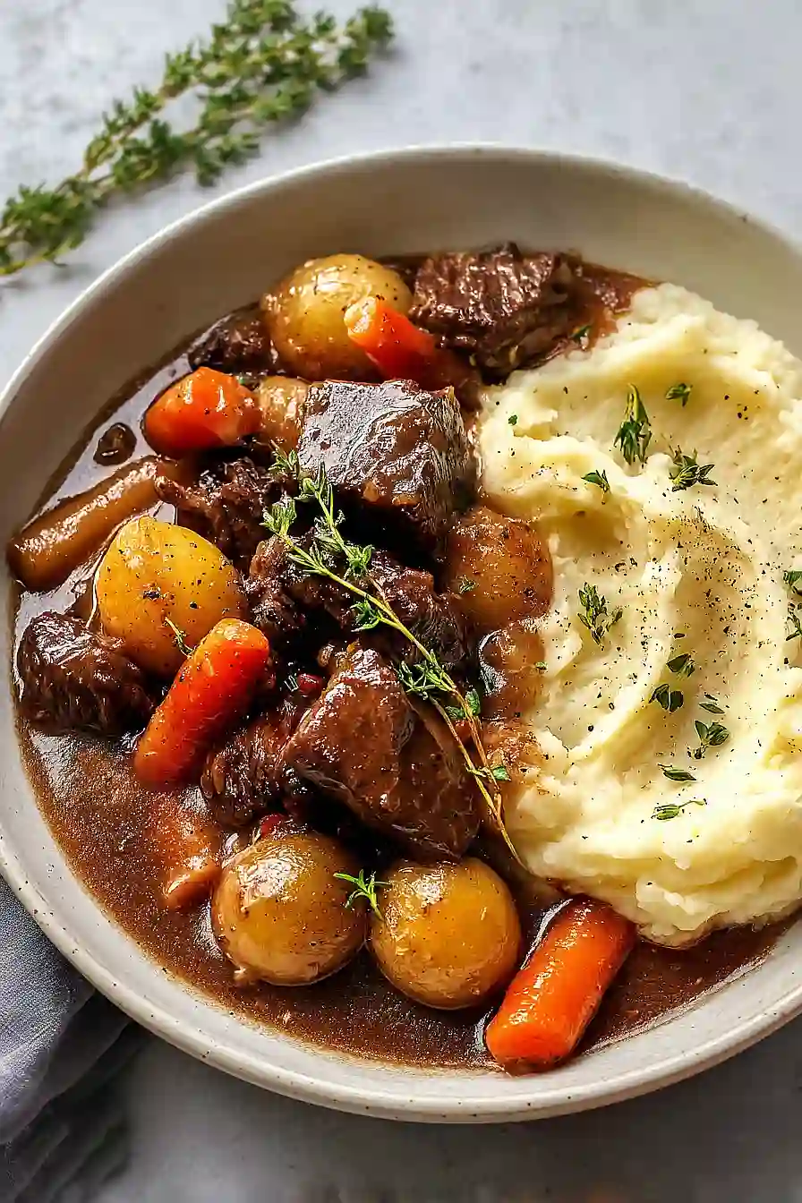 Red Wine-Braised Beef Stew with Potatoes and Carrots