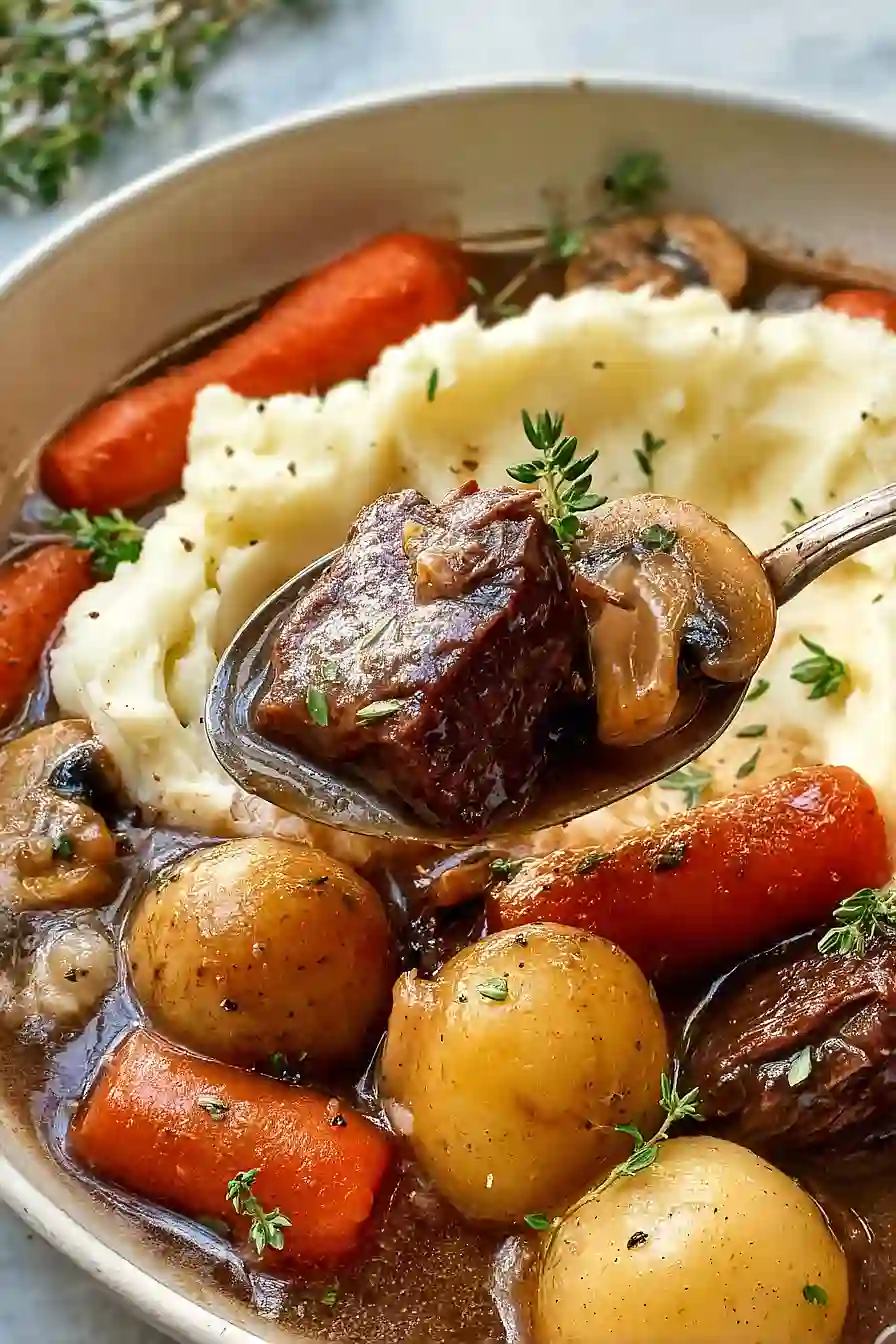 Red Wine-Braised Beef Stew with Potatoes and Carrots