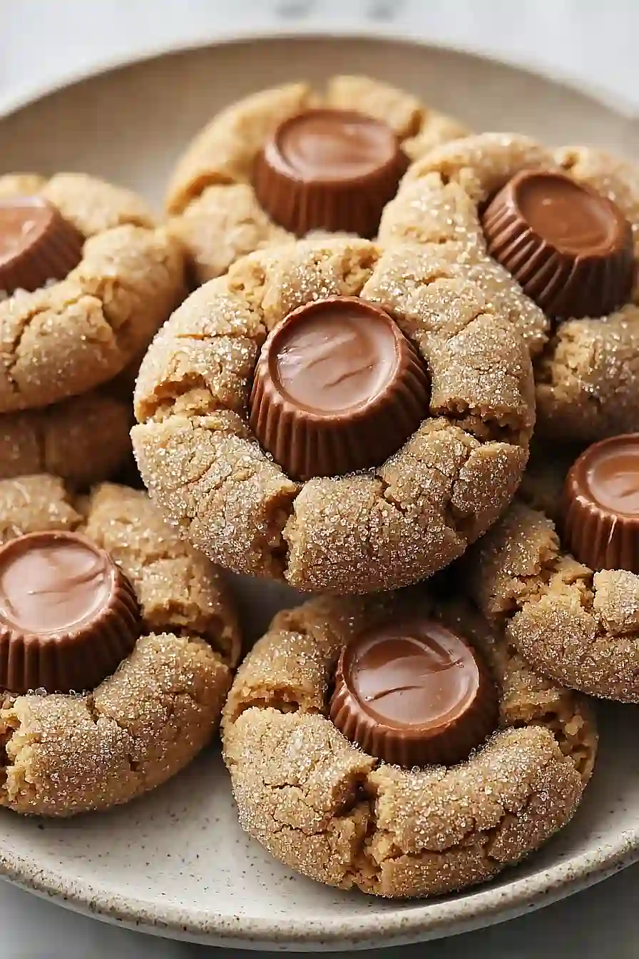 reese’s cup stuffed peanut butter blossom cookies