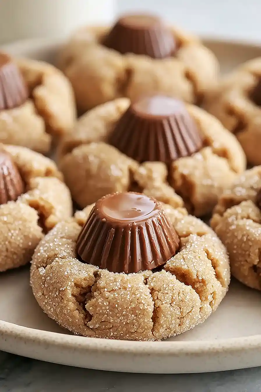 reese’s cup stuffed peanut butter blossom cookies