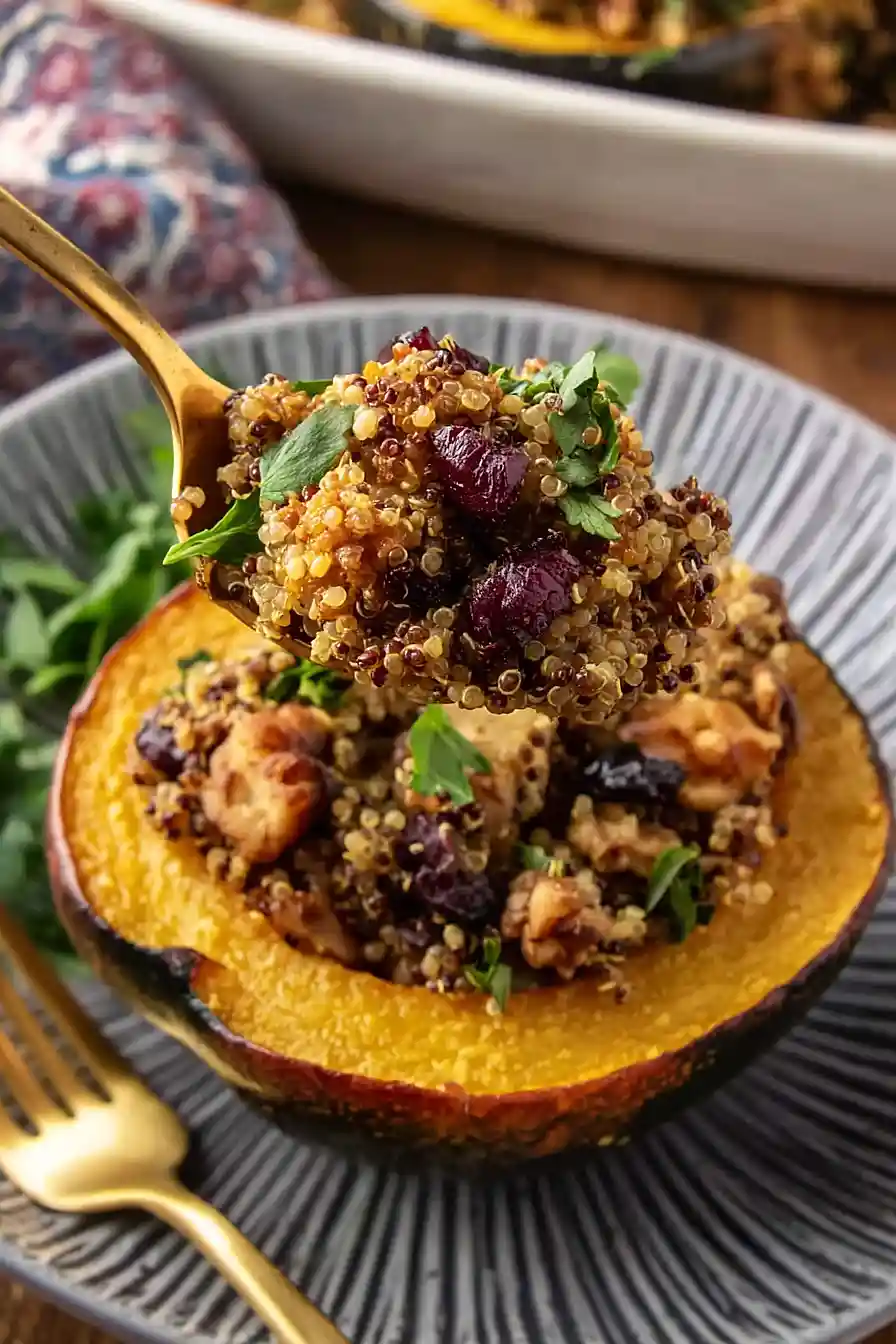 stuffed acorn squash with quinoa and cranberries