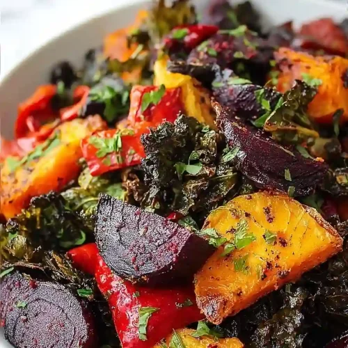kale and roasted vegetables