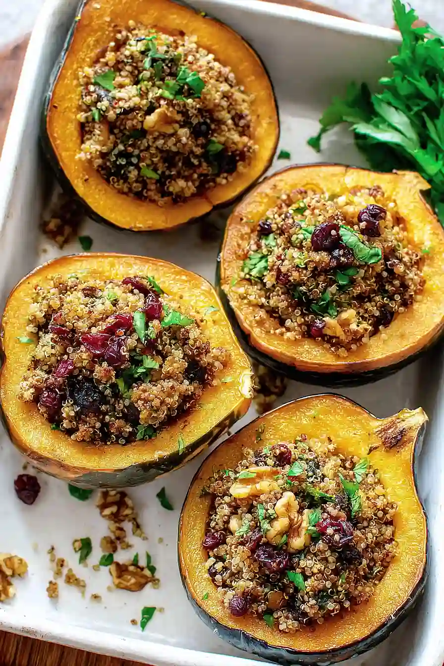 stuffed acorn squash with quinoa and cranberries