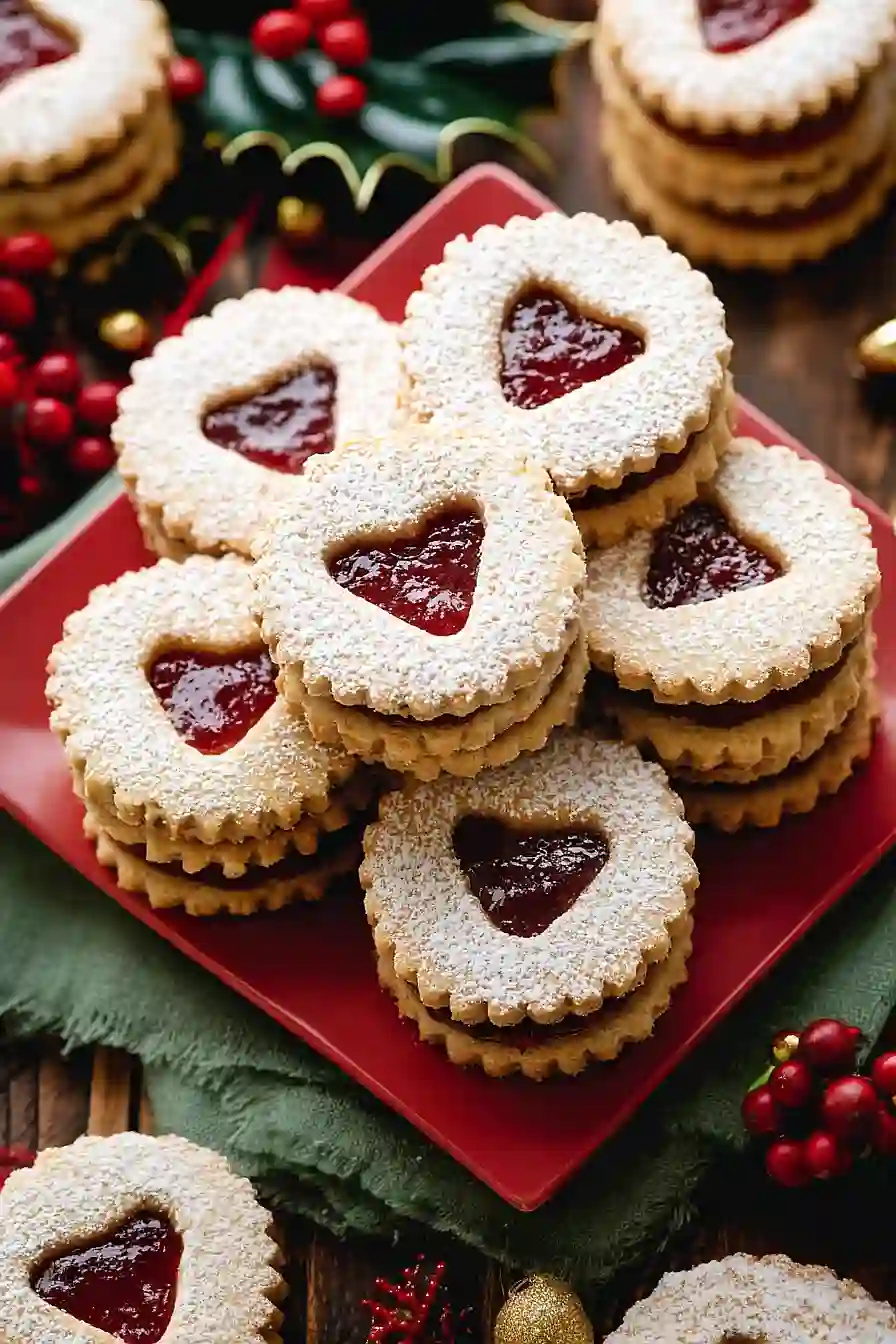 cranberry orange linzer cookies