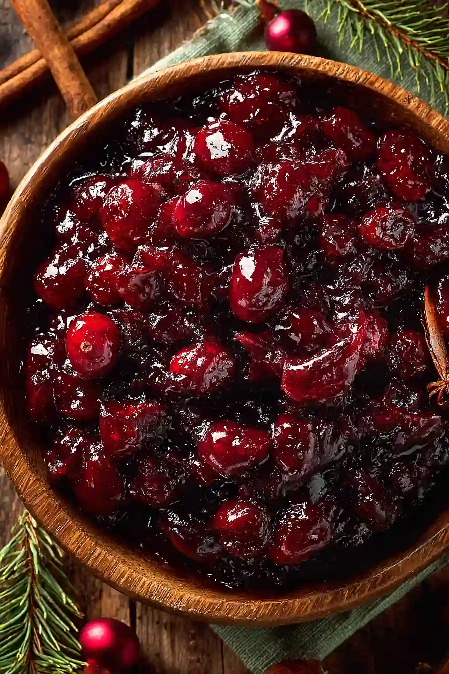 Spiced cranberry sauce with cinnamon and cloves