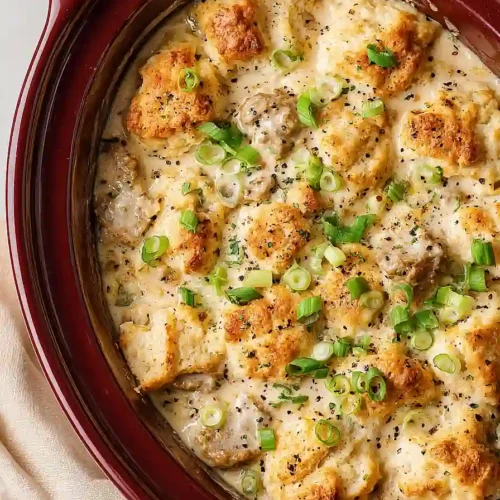 crockpot biscuits and gravy casserole