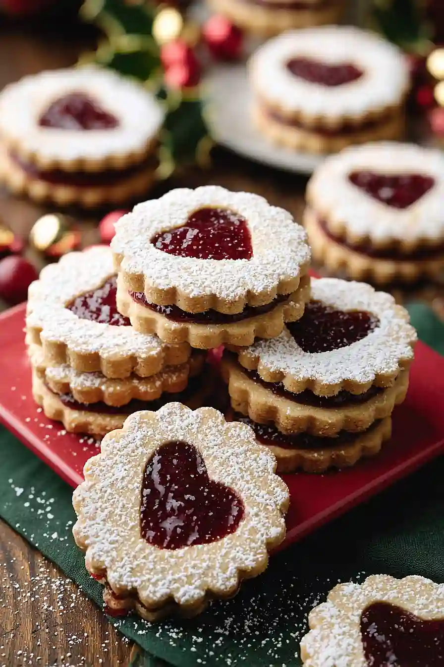 cranberry orange linzer cookies